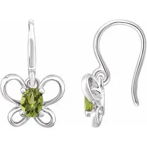 Earrings 14K White 4x3 mm Oval August Youth Butterfly Birthstone Earrings 653417620PSTWBC WB Choice Jewelry
