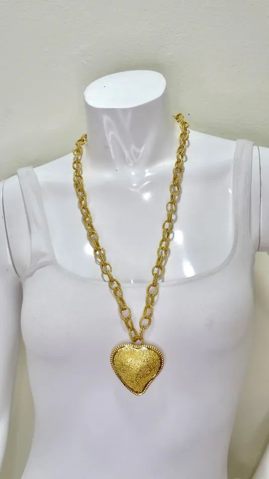 Necklaces Vintage by Misty Yves Saint Laurent Brushed Gold Pendant NecklacePin