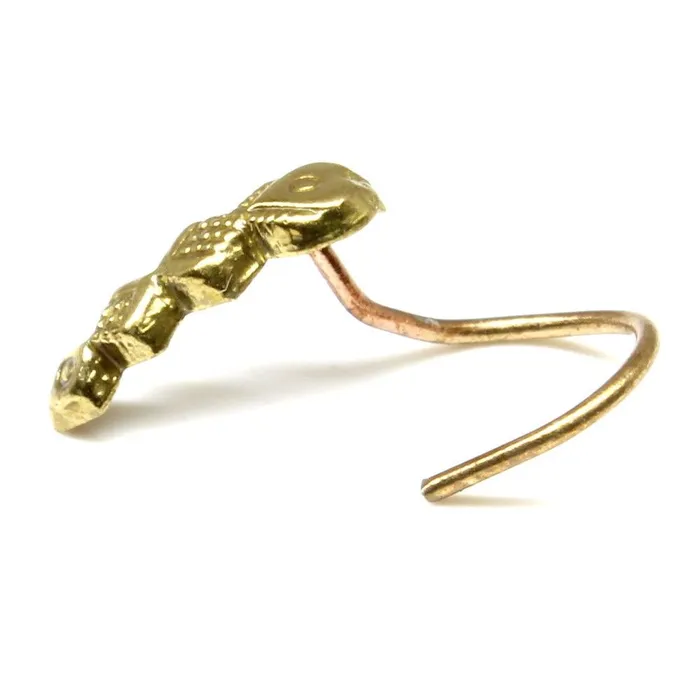 Rings Tribal Nose Stud Antique gold finish nose ring corkscrew piercing ring l bend httpswwwkarizmajewelscom