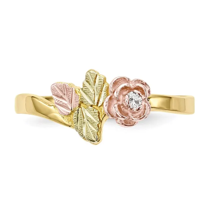 Rings WB Choice Jewelry 10k TriColor Black Hills Gold Diamond Rose RingWBC10BH685 Rings WB Choice Jewelry 10k TriColor Black Hills Gold Diamond Rose RingWBC10BH685