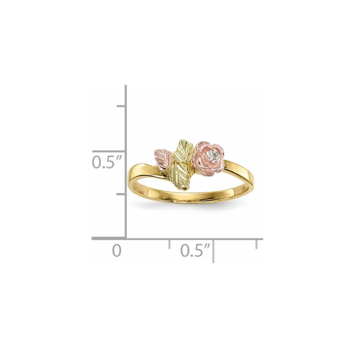 Rings WB Choice Jewelry 10k TriColor Black Hills Gold Diamond Rose RingWBC10BH685 Rings WB Choice Jewelry 10k TriColor Black Hills Gold Diamond Rose RingWBC10BH685