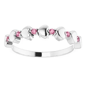 Rings WB Choice Jewelry Platinum Pink Tourmaline Stackable Heart Ring 71999648PSTWBC