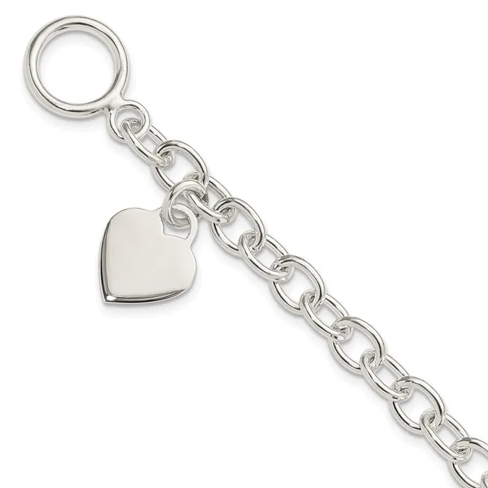 Sterling Silver Dangling Engraveable Heart Charm BraceletWBCQG1461725 WB Choice Jewelry Bracelets Sterling Silver Dangling Engraveable Heart Charm BraceletWBCQG1461725 WB Choice Jewelry Bracelets