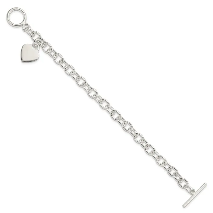 Sterling Silver Dangling Engraveable Heart Charm BraceletWBCQG1461725 WB Choice Jewelry Bracelets Sterling Silver Dangling Engraveable Heart Charm BraceletWBCQG1461725 WB Choice Jewelry Bracelets