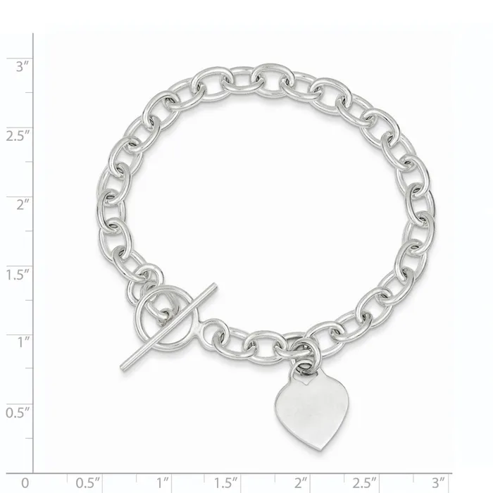 Sterling Silver Dangling Engraveable Heart Charm BraceletWBCQG1461725 WB Choice Jewelry Bracelets Sterling Silver Dangling Engraveable Heart Charm BraceletWBCQG1461725 WB Choice Jewelry Bracelets
