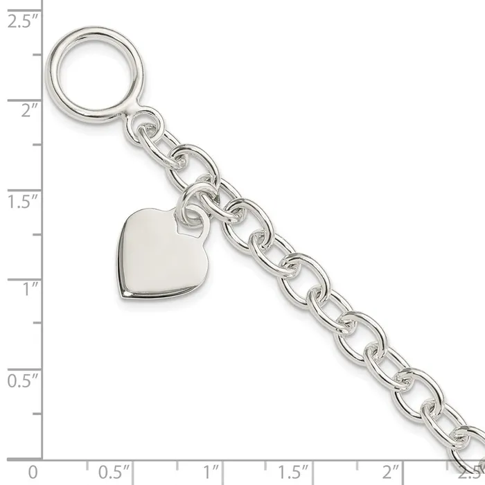 Sterling Silver Dangling Engraveable Heart Charm BraceletWBCQG1461725 WB Choice Jewelry Bracelets Sterling Silver Dangling Engraveable Heart Charm BraceletWBCQG1461725 WB Choice Jewelry Bracelets