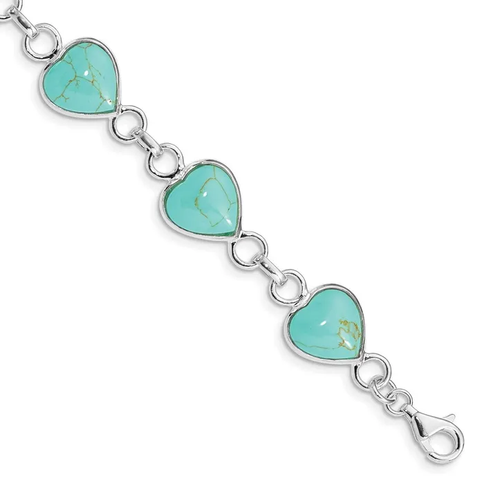 Sterling Silver Rhodiumplated Heartshaped Turquoise BraceletWBCQH4317 WB Choice Jewelry Bracelets Sterling Silver Rhodiumplated Heartshaped Turquoise BraceletWBCQH4317 WB Choice Jewelry Bracelets