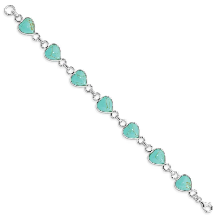 Sterling Silver Rhodiumplated Heartshaped Turquoise BraceletWBCQH4317 WB Choice Jewelry Bracelets Sterling Silver Rhodiumplated Heartshaped Turquoise BraceletWBCQH4317 WB Choice Jewelry Bracelets