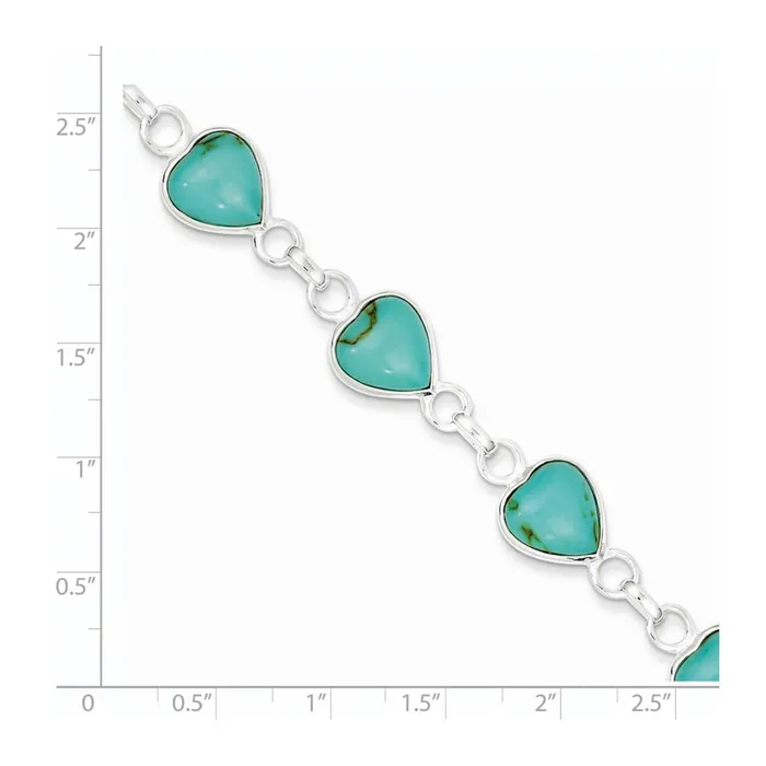 Sterling Silver Rhodiumplated Heartshaped Turquoise BraceletWBCQH4317 WB Choice Jewelry Bracelets Sterling Silver Rhodiumplated Heartshaped Turquoise BraceletWBCQH4317 WB Choice Jewelry Bracelets