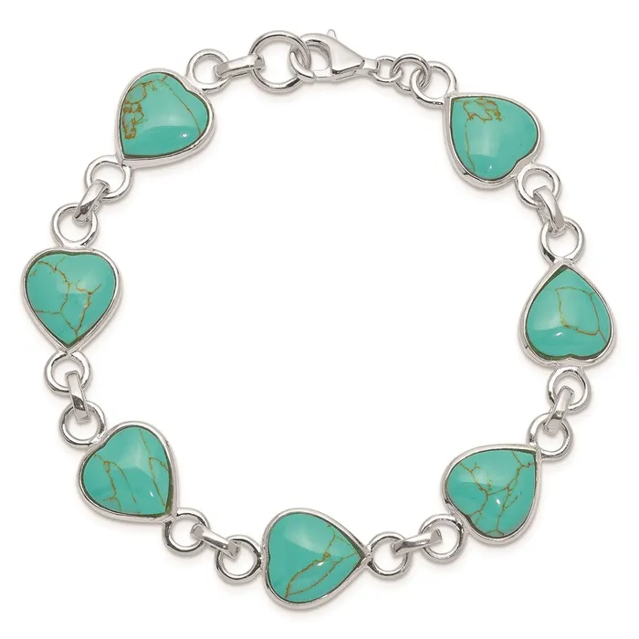Sterling Silver Rhodiumplated Heartshaped Turquoise BraceletWBCQH4317 WB Choice Jewelry Bracelets Sterling Silver Rhodiumplated Heartshaped Turquoise BraceletWBCQH4317 WB Choice Jewelry Bracelets