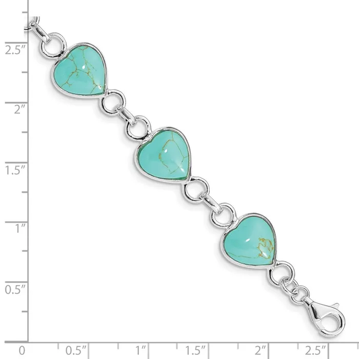 Sterling Silver Rhodiumplated Heartshaped Turquoise BraceletWBCQH4317 WB Choice Jewelry Bracelets Sterling Silver Rhodiumplated Heartshaped Turquoise BraceletWBCQH4317 WB Choice Jewelry Bracelets