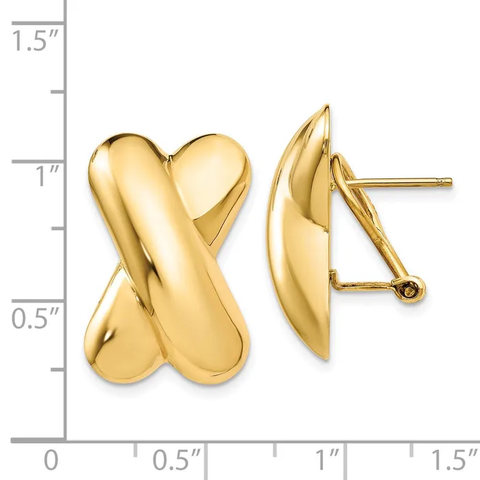 WB Choice Jewelry 14k Polished X Omega Back Post EarringsWBCE156 Earrings WB Choice Jewelry 14k Polished X Omega Back Post EarringsWBCE156 Earrings