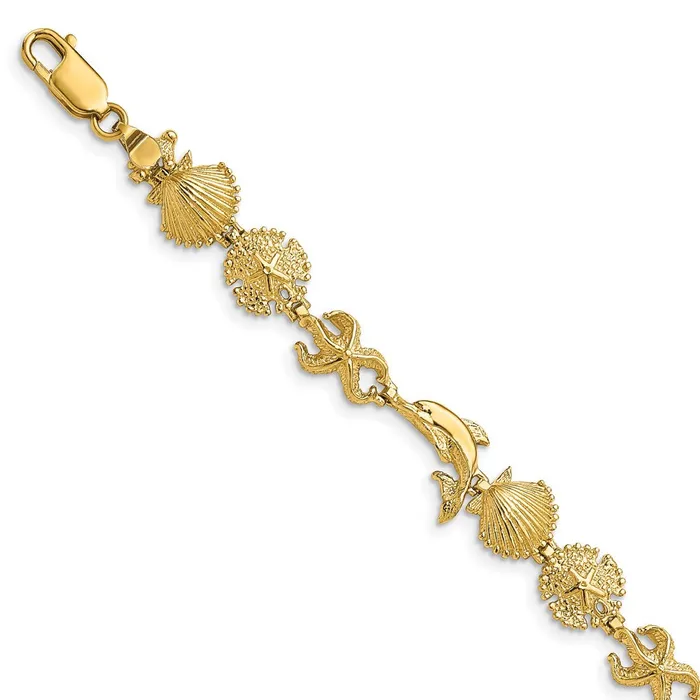 WB Choice Jewelry Bracelets 14K Dolphin and Sea Shells BraceletWBCFB16087