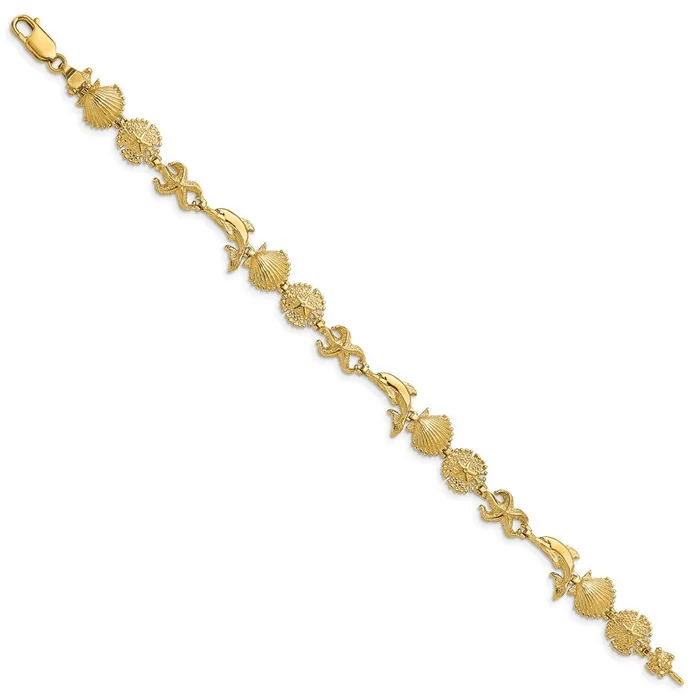 WB Choice Jewelry Bracelets 14K Dolphin and Sea Shells BraceletWBCFB16087 WB Choice Jewelry Bracelets 14K Dolphin and Sea Shells BraceletWBCFB16087