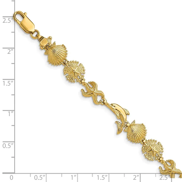 WB Choice Jewelry Bracelets 14K Dolphin and Sea Shells BraceletWBCFB16087 WB Choice Jewelry Bracelets 14K Dolphin and Sea Shells BraceletWBCFB16087