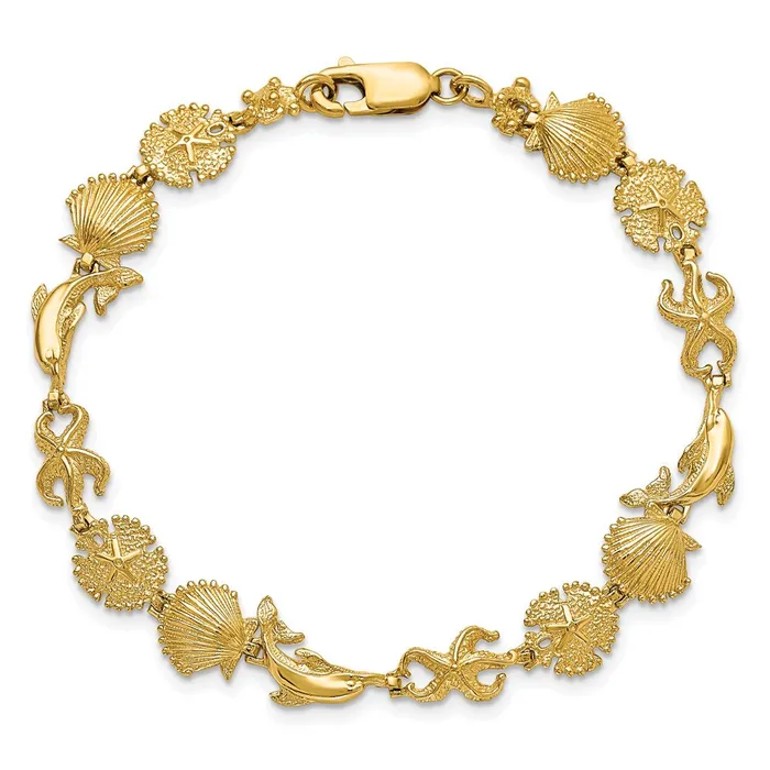 WB Choice Jewelry Bracelets 14K Dolphin and Sea Shells BraceletWBCFB16087 WB Choice Jewelry Bracelets 14K Dolphin and Sea Shells BraceletWBCFB16087