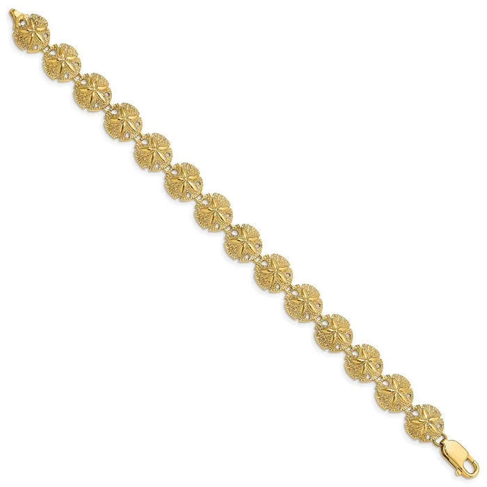 WB Choice Jewelry Bracelets 14K Polished Textured Sand Dollar Link BraceletWBCFB18627 WB Choice Jewelry Bracelets 14K Polished Textured Sand Dollar Link BraceletWBCFB18627