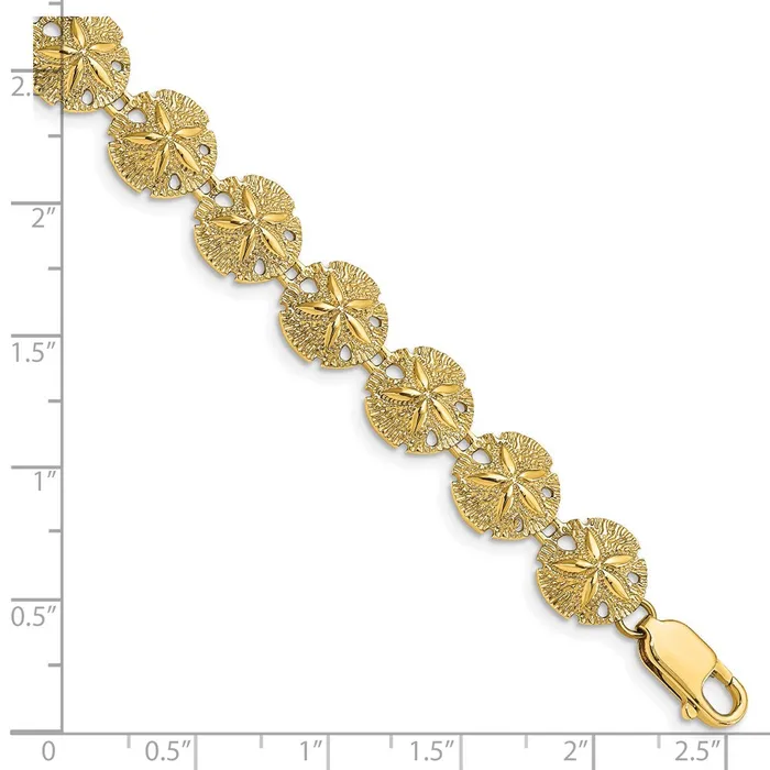 WB Choice Jewelry Bracelets 14K Polished Textured Sand Dollar Link BraceletWBCFB18627 WB Choice Jewelry Bracelets 14K Polished Textured Sand Dollar Link BraceletWBCFB18627