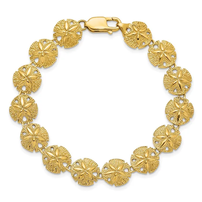 WB Choice Jewelry Bracelets 14K Polished Textured Sand Dollar Link BraceletWBCFB18627 WB Choice Jewelry Bracelets 14K Polished Textured Sand Dollar Link BraceletWBCFB18627