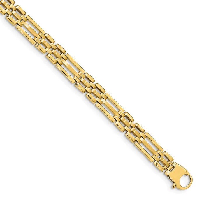 WB Choice Jewelry Bracelets 14k Satin and Polished Mens Link BraceletWBCGB26485 WB Choice Jewelry Bracelets 14k Satin and Polished Mens Link BraceletWBCGB26485