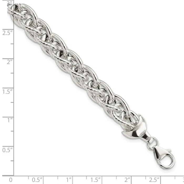WB Choice Jewelry Bracelets Sterling Silver Polished Textured Fancy Oval Link 75in BraceletWBCQG584075 WB Choice Jewelry Bracelets Sterling Silver Polished Textured Fancy Oval Link 75in BraceletWBCQG584075