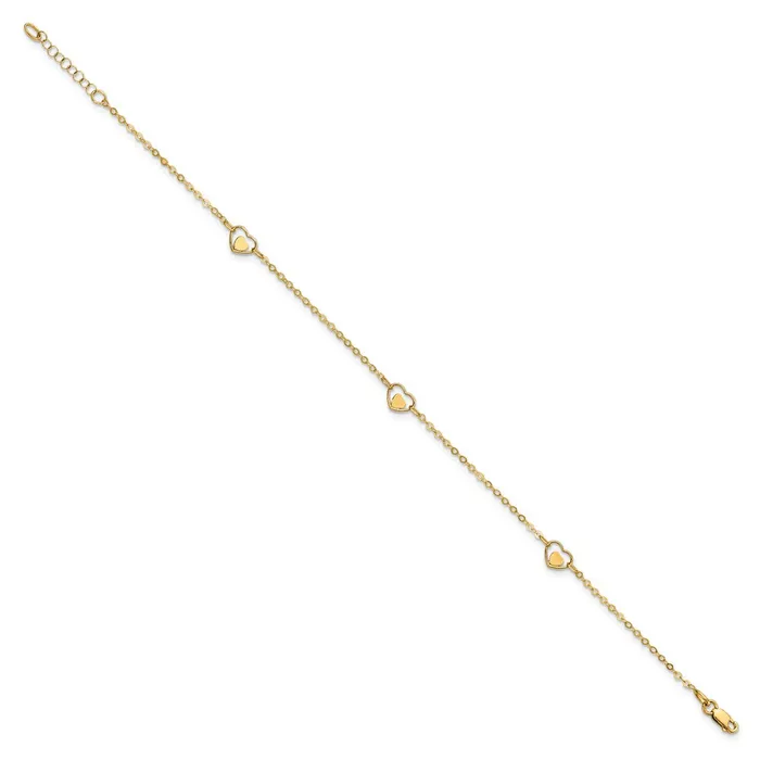 WB Choice Jewelry Necklaces 14K Polished Heart 9in Plus1in ext AnkletWBCANK3139 WB Choice Jewelry Necklaces 14K Polished Heart 9in Plus1in ext AnkletWBCANK3139