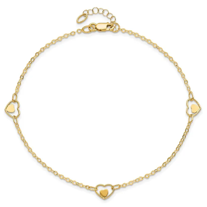 WB Choice Jewelry Necklaces 14K Polished Heart 9in Plus1in ext AnkletWBCANK3139 WB Choice Jewelry Necklaces 14K Polished Heart 9in Plus1in ext AnkletWBCANK3139