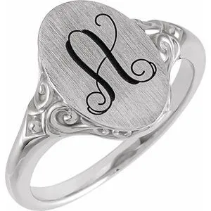 WB Choice Jewelry Rings 14K White 13x9 mm Oval Signet Ring51659101PSTWBC WB Choice Jewelry Rings 14K White 13x9 mm Oval Signet Ring51659101PSTWBC