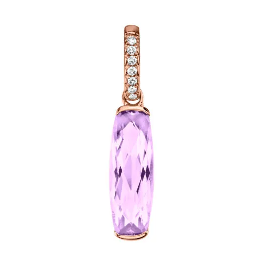14k Rose Gold Amethyst and Diamond Pendant Stanton Necklaces