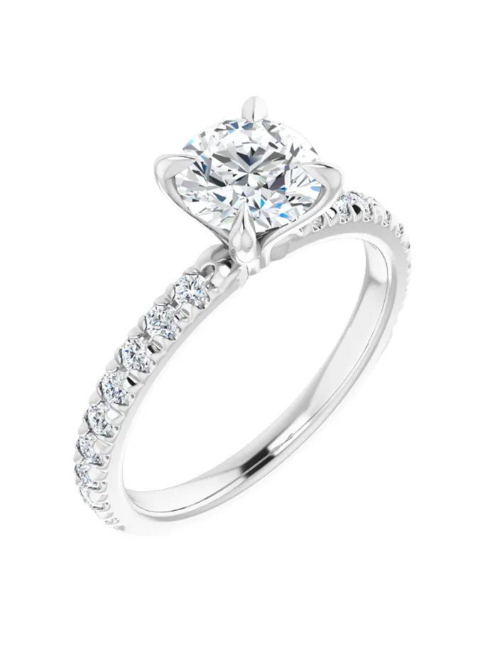 acredo USA Rings French Set Engagement Ring 13 ct tw