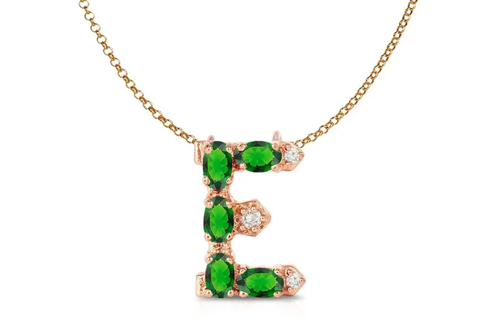 Albert Hern Pendant Letter E Initial 18kt Gold Necklaces