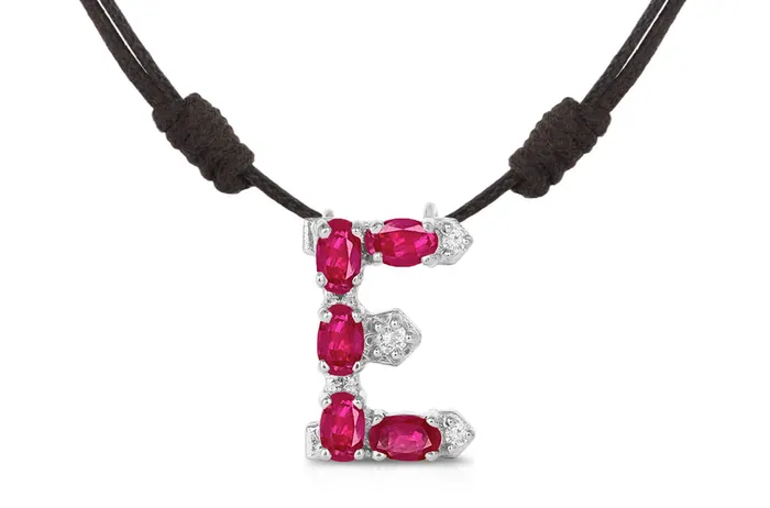 Albert Hern Pendant Letter E Initial 18kt Gold Necklaces