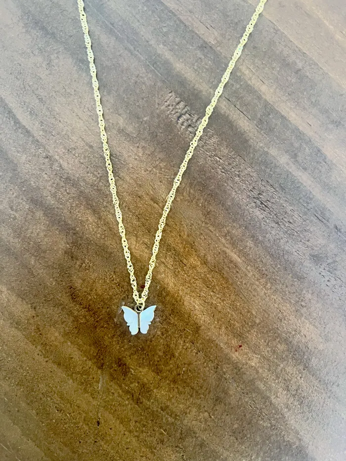 bubs sass tiny butterfly shell pendant necklace Necklaces