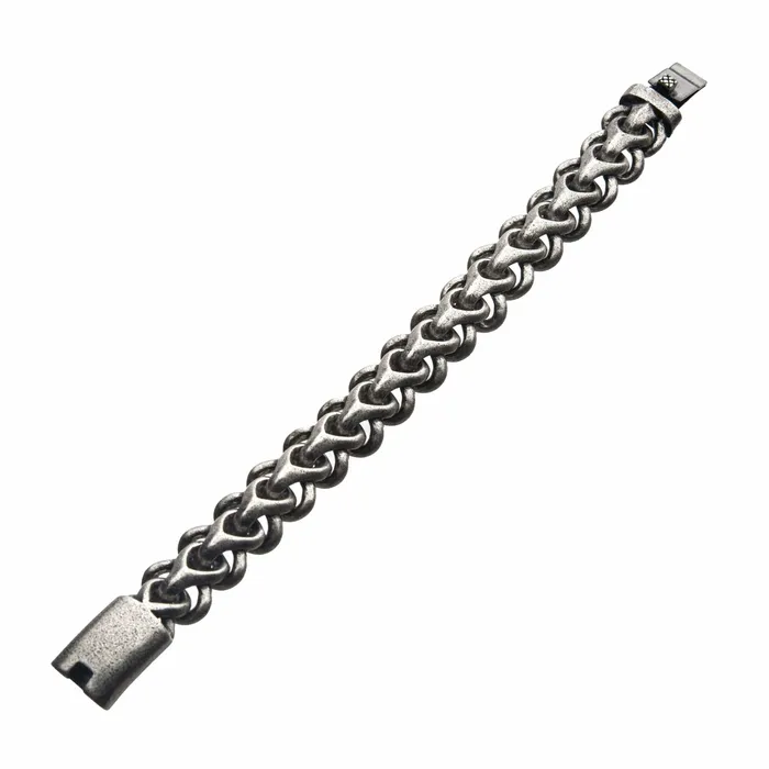 INOX JEWELRY Bracelets Silver Tone Stainless Steel Antique Finish Colossi Collection Armor Link Bracelet INOX JEWELRY Bracelets Silver Tone Stainless Steel Antique Finish Colossi Collection Armor Link Bracelet