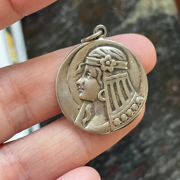Love Vintage Paris Goddess Pendant Sterling Silver Vintage Necklaces