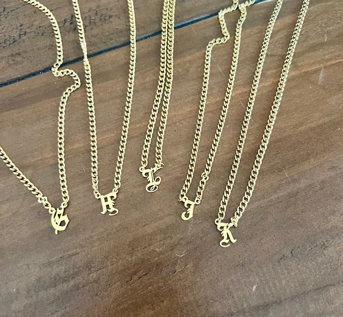 Necklaces bubs sass old english initial necklace