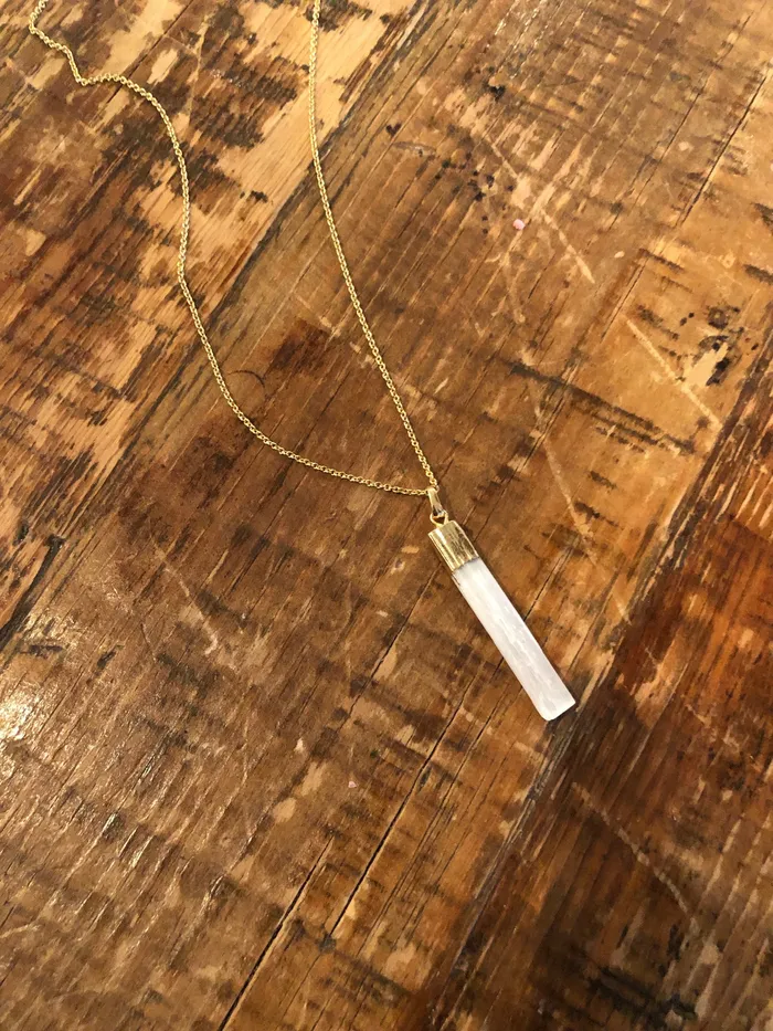 Necklaces long white gemstone bar pendant necklace bubs sass