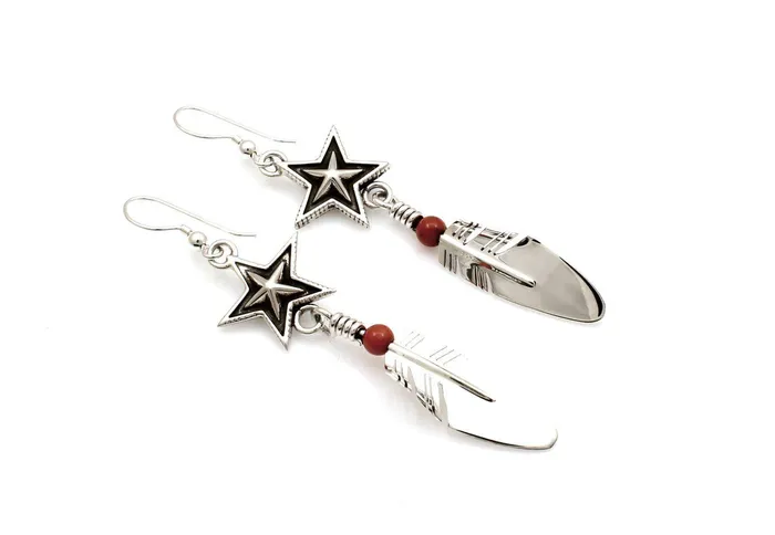 Small Star Feather Earrings Ray Tracey Cody Sanderson Earrings